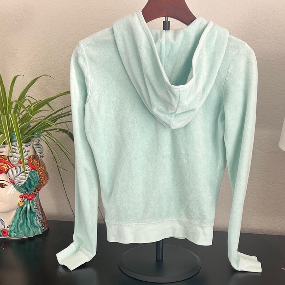 Juicy Couture Terry Light Mint Blue Zip-Up Hoodie (M) and Pants (P) Set - Picture 3 of 7